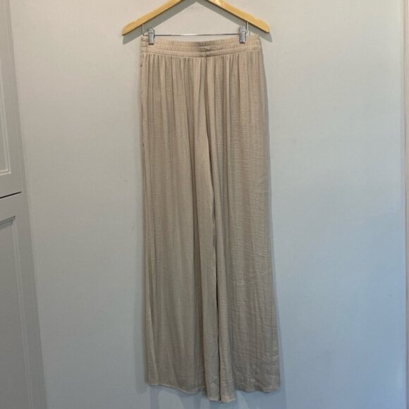 Zara Wide Leg Pants Flowy Palazzo Tan Pants Size Medium Large - Picture 5 of 13